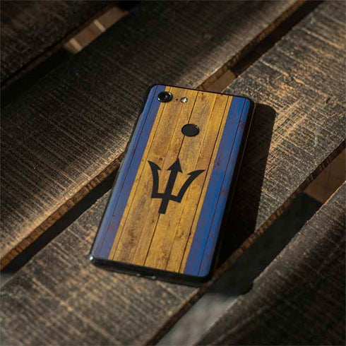 Barbados Flag Dark Wood Google Pixel 3 XL Skin